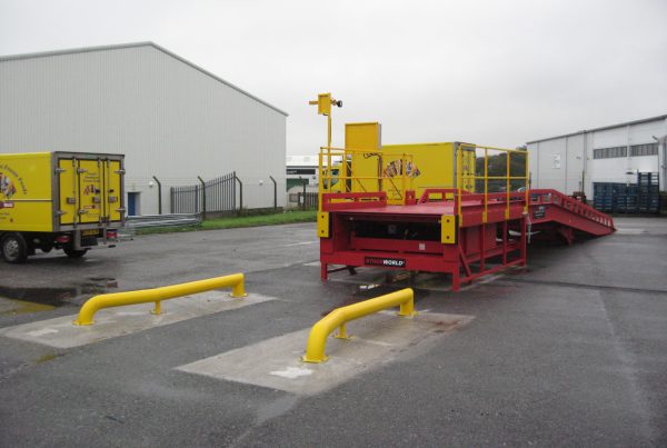fixed, permanent loading platform with ramp access