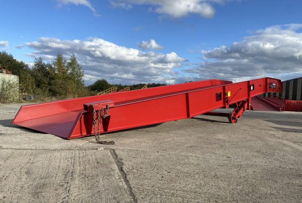 red steel container loading ramp manufactured by Thorworld industries